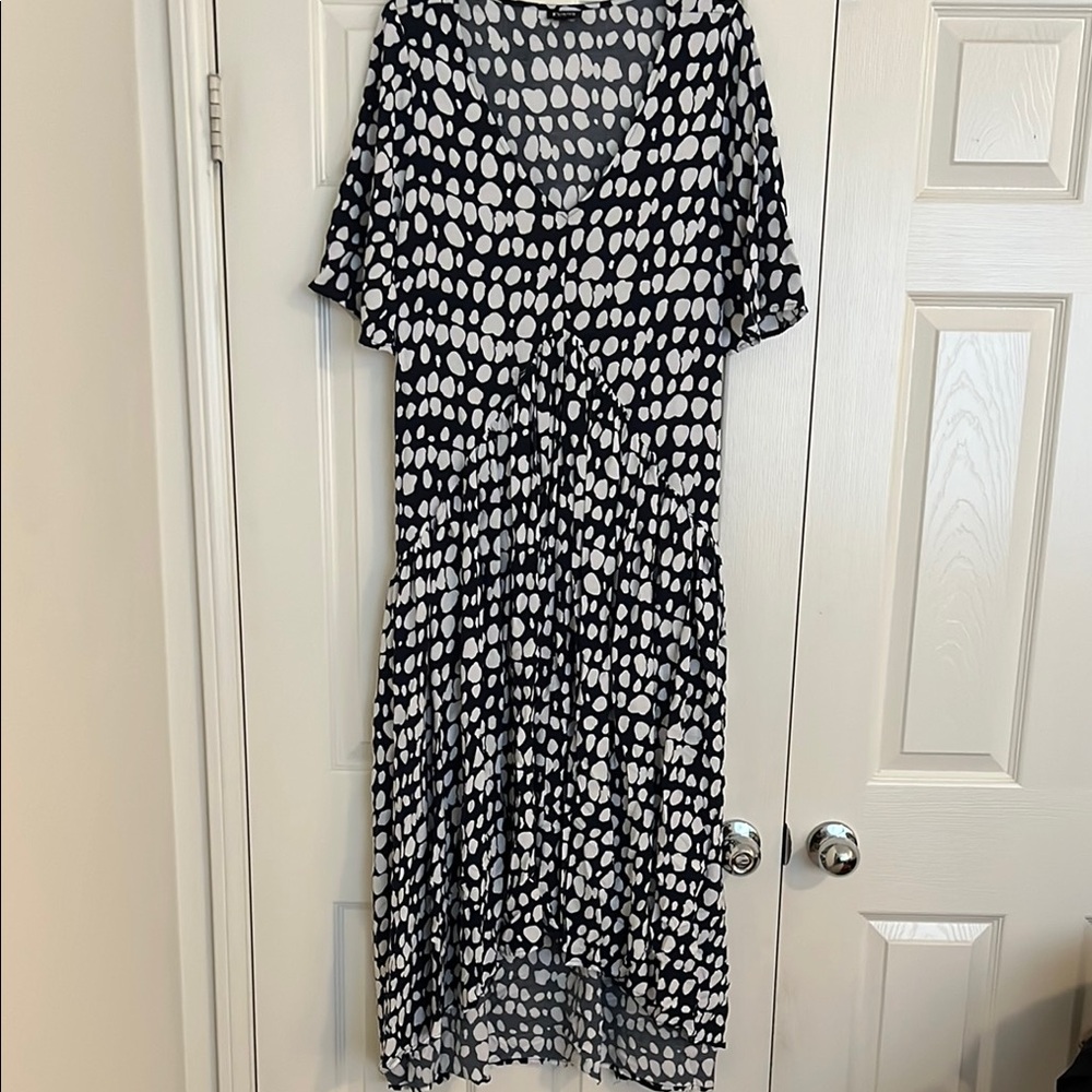 Evans Navy and White Ruffled Dress